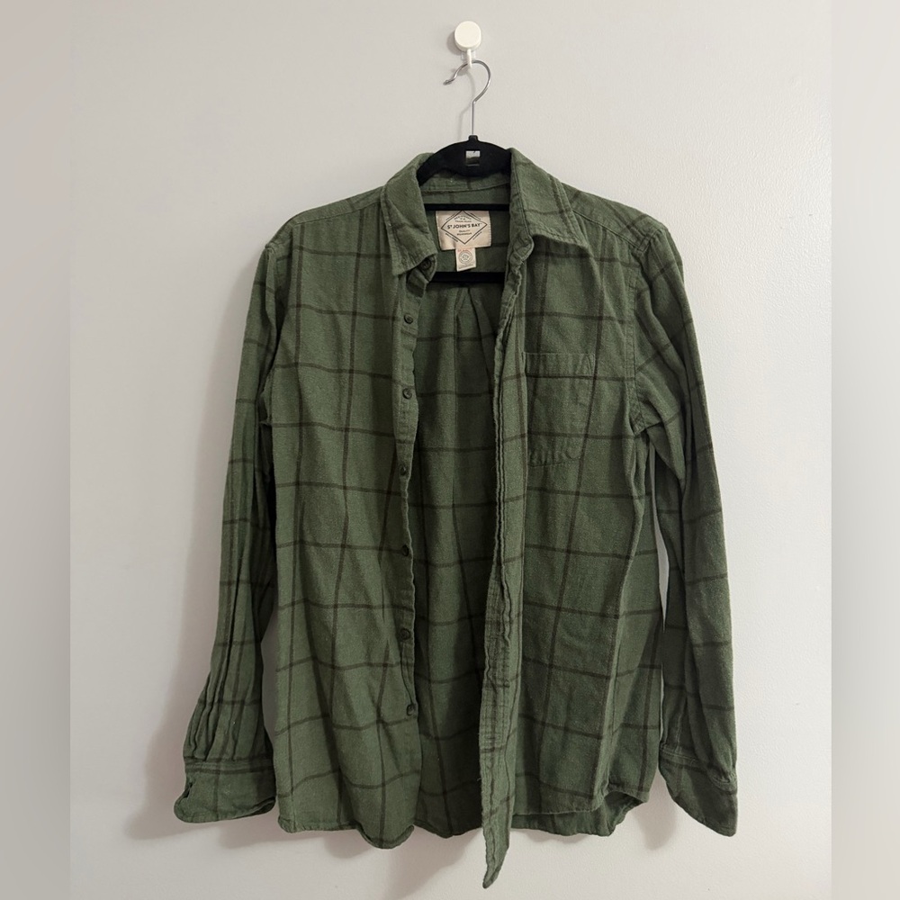 St. John's Bay Olive Checkered Men's Shirt